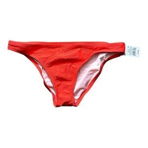 Shade and Shore Texture Cheeky Bikini Bottom Women's Size Large Orange Diamond